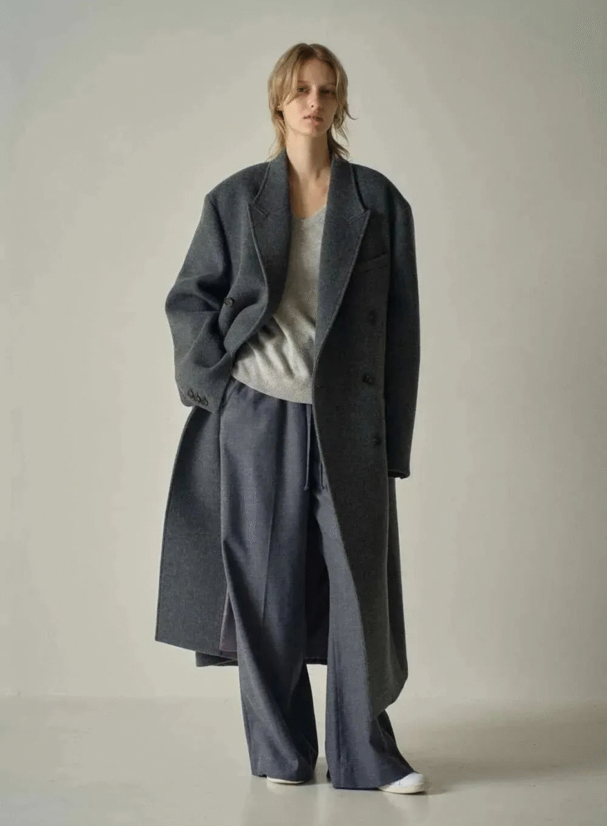 Ladies' gray woolen coat
